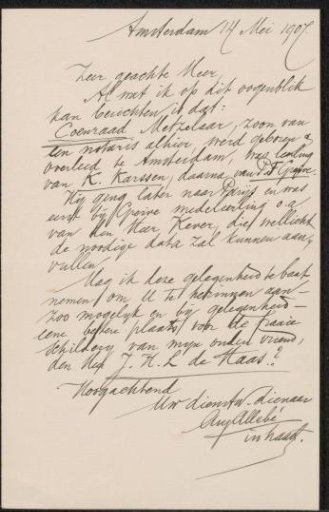 Letter to Baron Barthold Willem Floris van Riemsdijk