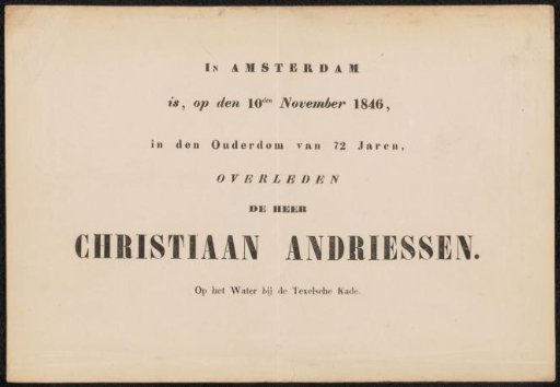 Death Notice of Christiaan Andriessen