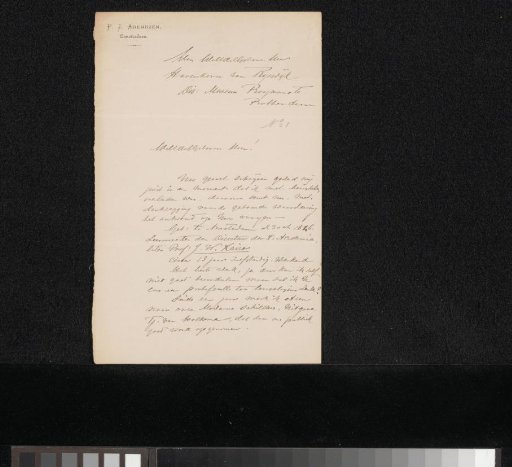 Letter to Pieter Haverkorn van Rijsewijk