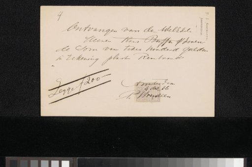 Receipt to Petrus Johannes Arendzen