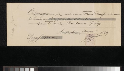 Receipt to Petrus Johannes Arendzen