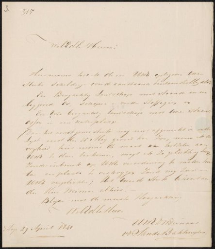 Letter to the Commission of the Exhibition of Living Masters in The Hague