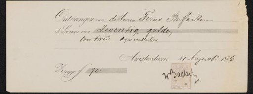 Receipt for Nicolaas Bastert
