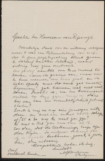 Letter to Pieter Haverkorn van Rijsewijk