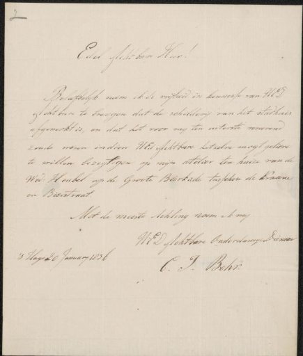 Letter to Lodewijk Constantijn Rabo Copes van Cattenburch