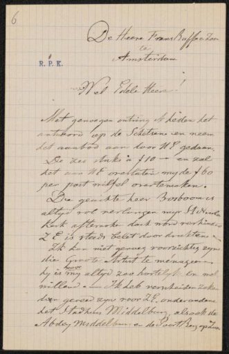 Letter to Frans Buffa and Sons