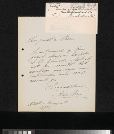Letter to Jonkheer Hendrik Teding van Berkhout (1879-1969)