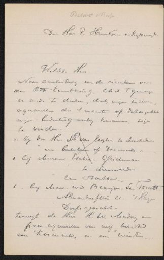 Letter to Pieter Haverkorn van Rijsewijk