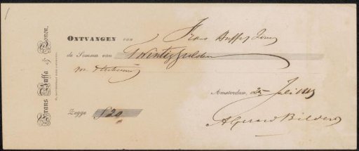 Receipt for Gerard Bilders