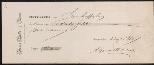 Receipt for Gerard Bilders