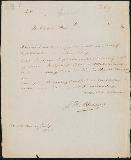 Letter to the committee of the Exhibition of Living Masters in Utrecht