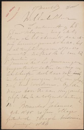 Letter to Pieter Haverkorn van Rijsewijk