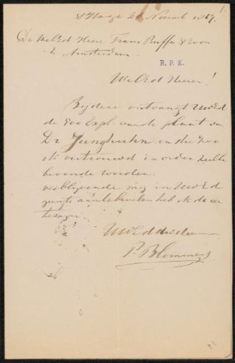 Letter to Frans Buffa en Zonen