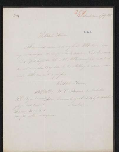 Letter to the Committee of the Exhibition of Living Masters in Utrecht