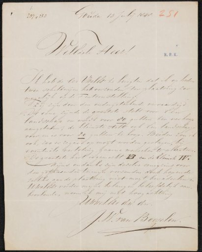 Letter to the committee of the Exhibition of Living Masters in Utrecht