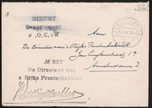 Letter to Jonkheer Hendrik Teding van Berkhout (1879-1969)