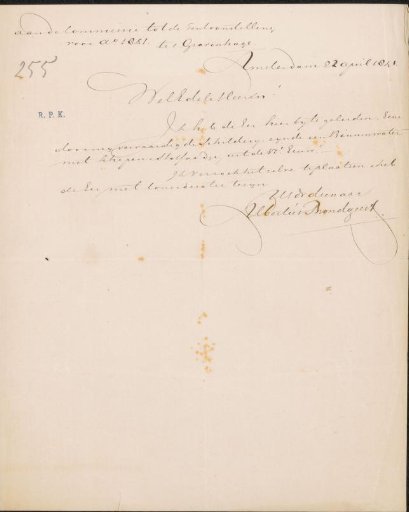 Letter to the Commission of the Exhibition of Living Masters in The Hague