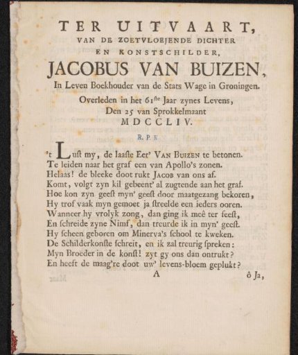 Elegy for Jacobus van Buizen