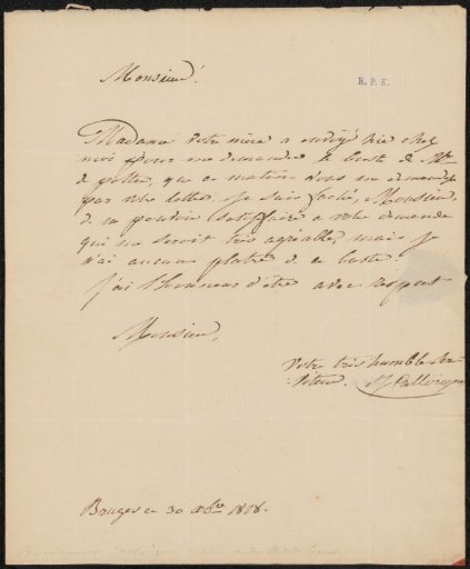 Letter to Mr. Jacopsson Vandenbogaerde