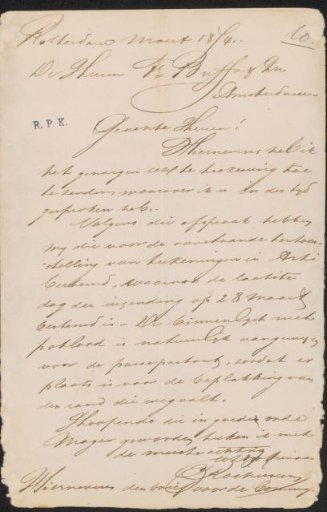 Letter to Frans Buffa and Sons