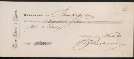 Receipt for Charles Rochussen