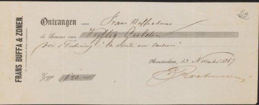 Receipt for Charles Rochussen