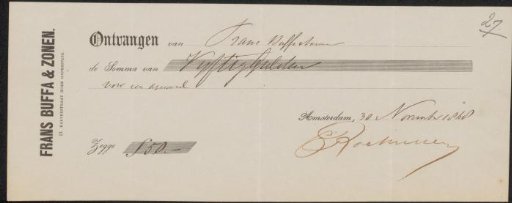 Receipt for Charles Rochussen