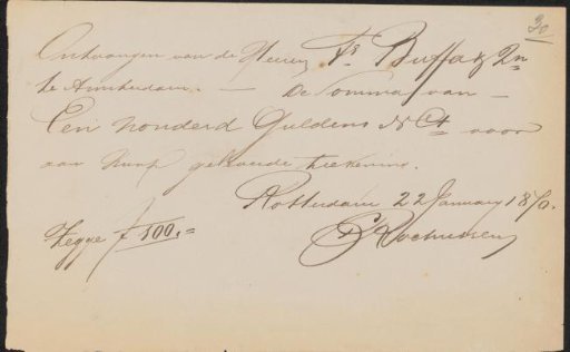 Receipt for Charles Rochussen