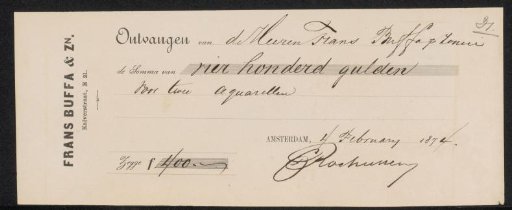 Receipt for Charles Rochussen
