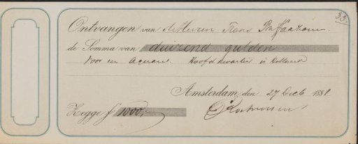 Receipt for Charles Rochussen