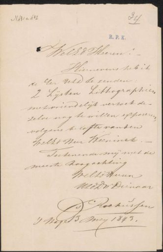 Letter to the Committee of the Exhibition of Living Masters in Haarlem