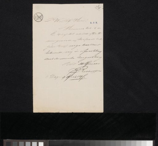 Letter to an anonymous recipient, possibly to C.J. de Lang