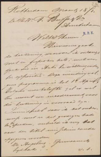 Letter to Frans Buffa and Sons