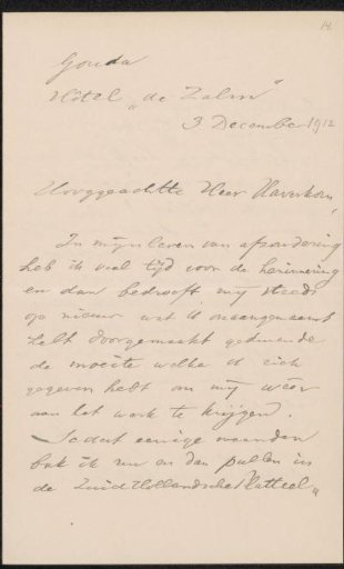 Letter to Pieter Haverkorn van Rijsewijk