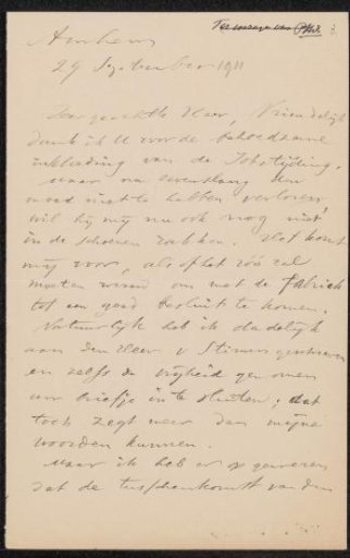 Letter to Pieter Haverkorn van Rijsewijk