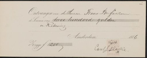Receipt for Carel Lodewijk Dake