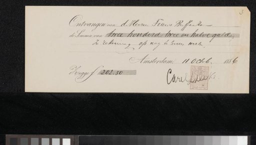 Receipt for Carel Lodewijk Dake