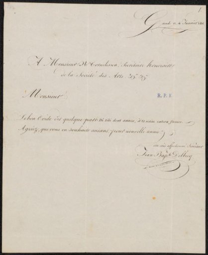 Letter to Egide Norbert Cornelissen