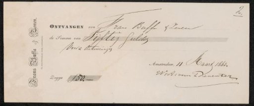 Receipt for Willem Anthonie van Deventer