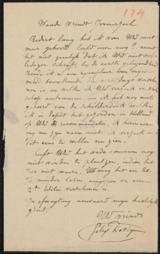 Letter to Christiaan Immerzeel