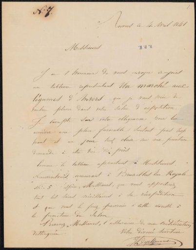 Letter to the Committee of the Exhibition of Living Masters in The Hague