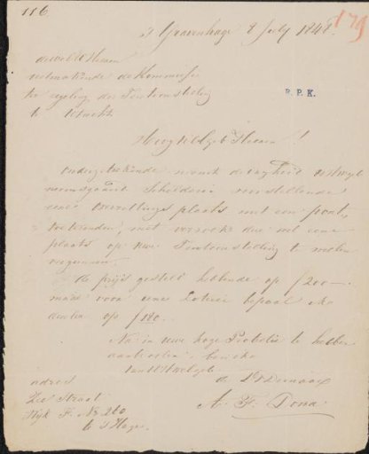 Letter to the committee of the Exhibition of Living Masters in Utrecht