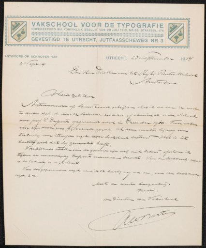Letter to Jonkheer Hendrik Teding van Berkhout