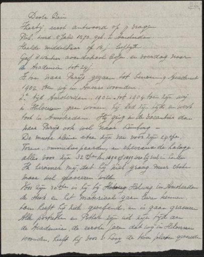 Letter to Reinier Willem Petrus de Vries