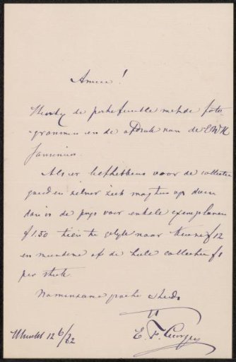 Letter to Johan Philip van der Kellen