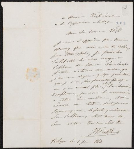 Letter to jonkheer H.P.F. Hooft, secretary of the committee of the Exhibition of Living Masters in The Hague