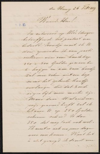 Letter to Frans Buffa and Sons
