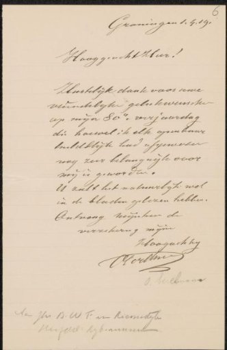 Letter to jonkheer Barthold Willem Floris van Riemsdijk
