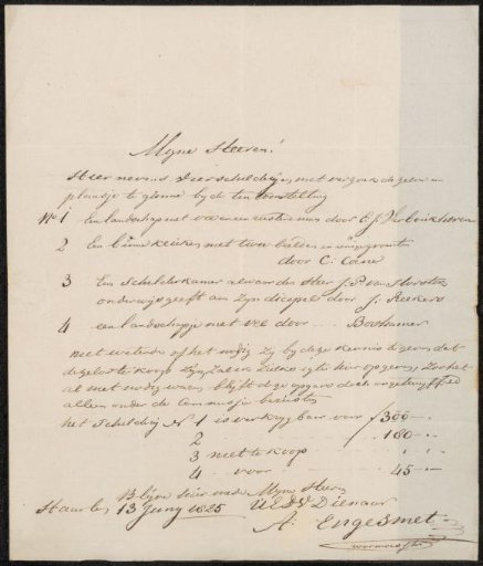 Letter to the Committee of the Exhibition of Living Masters in Haarlem