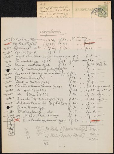 Postcard to Jonkheer Hendrik Teding van Berkhout (1879-1969)
